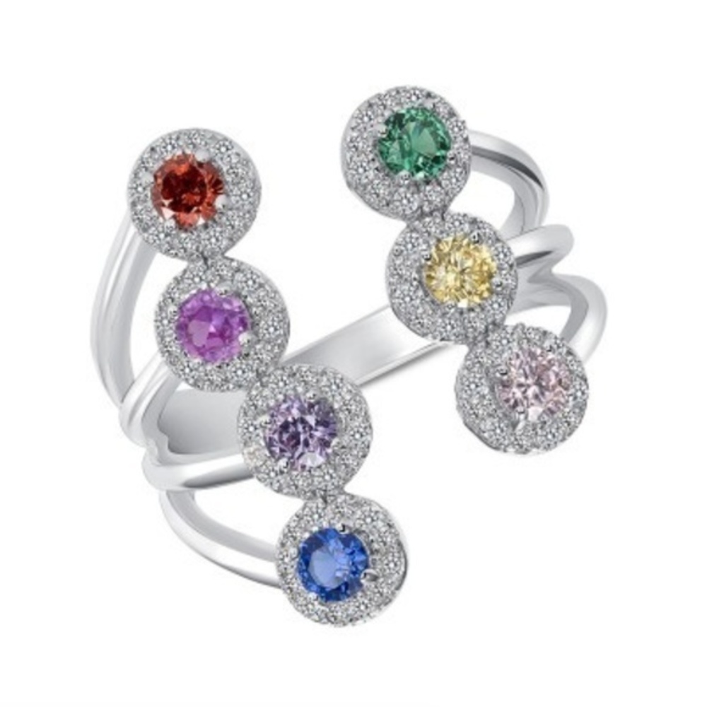 Sterling silver Birthstone Colorful Ring size 6